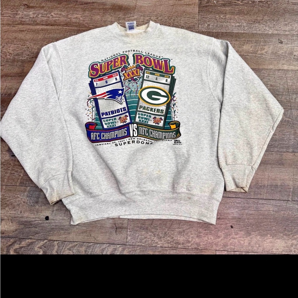 Pro Player Super Bowl XXXI Gray Crewneck Sweater